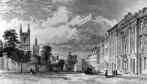 Calle Westgate, Newcastle-upon-Tyne, grabado por William Collard, 1842